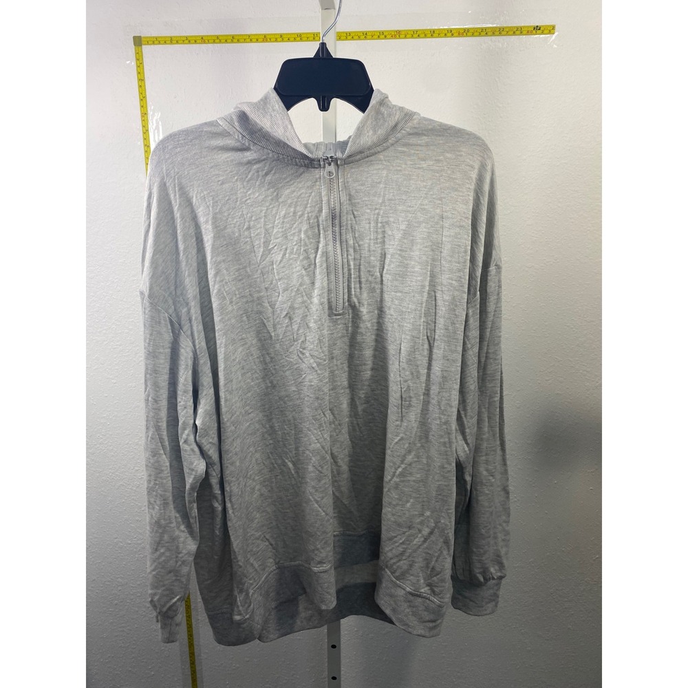 Heather Gray Quarter Zip Mock Neck Pullover Sweatshirt XXL